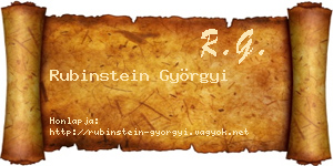 Rubinstein Györgyi névjegykártya